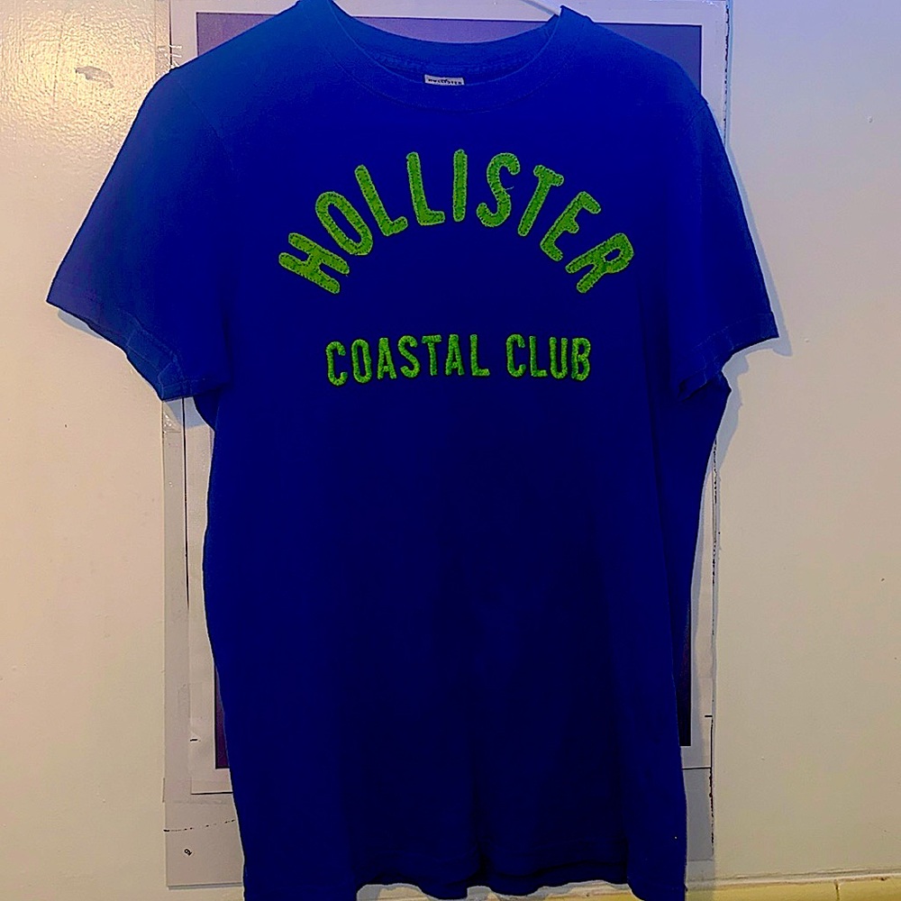 Men’s Medium Blue and green Hollister tee shirt